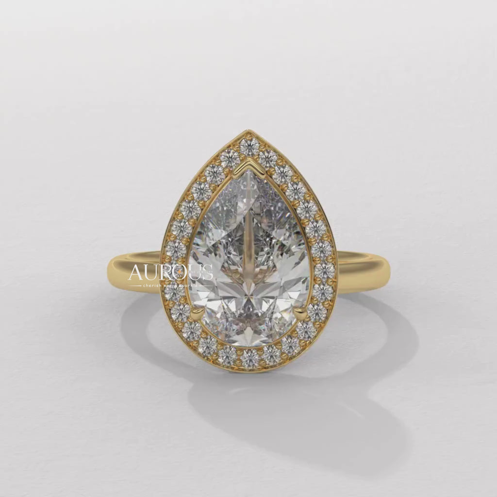 rose gold pear engagement ring, pear solitaire diamond ring, vintage pear diamond ring, pear diamond halo ring