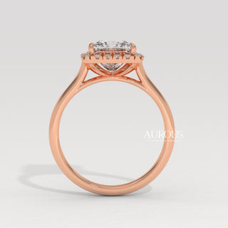 1.0CT Princess Cut Halo Setting Moissanite Engagement Ring