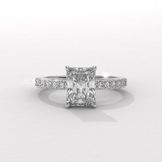 2.0CT Radiant Cut Diamond Pave Setting Moissanite Engagement Ring