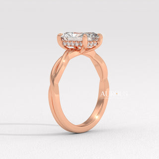 2.50CT Radiant Diamond Twisted Hidden Halo Moissanite Engagement Ring