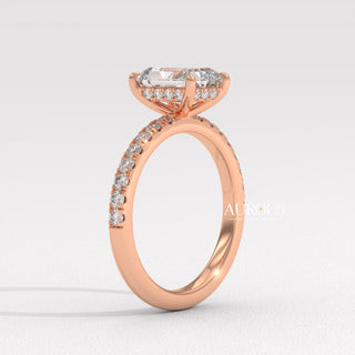 2.0CT Radiant Cut Diamond Pave Setting Moissanite Engagement Ring