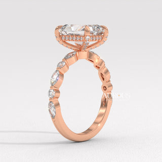 2.0CT Radiant Diamond Pave Setting Moissanite Engagement Ring