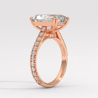 5.0CT Radiant Diamond Hidden Halo Moissanite Engagement Ring