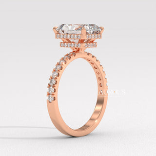 2.0CT Radiant Diamond Hidden Halo Pave Setting Moissanite Engagement Ring