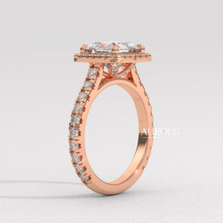 2.0CT Radiant Cut Diamond Halo Setting Moissanite Engagement Ring