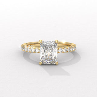 2.0CT Radiant Cut Diamond Pave Setting Moissanite Engagement Ring