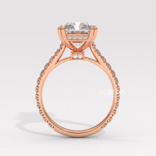 5.0CT Radiant Diamond Hidden Halo Moissanite Engagement Ring