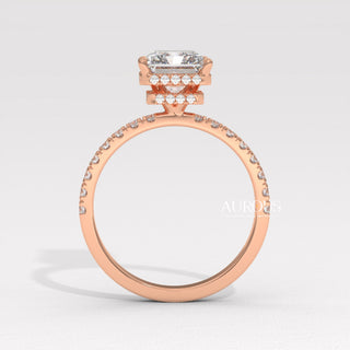 2.0CT Radiant Diamond Hidden Halo Pave Setting Moissanite Engagement Ring