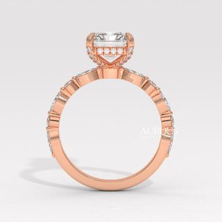 2.0CT Radiant Diamond Pave Setting Moissanite Engagement Ring