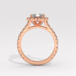 2.0CT Radiant Cut Diamond Halo Setting Moissanite Engagement Ring