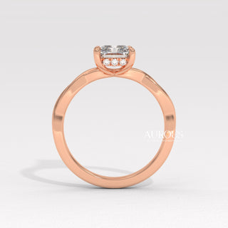 2.50CT Radiant Diamond Twisted Hidden Halo Moissanite Engagement Ring