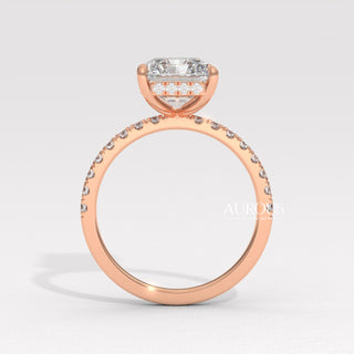 2.0CT Radiant Diamond Pave Setting Moissanite Engagement Ring