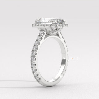2.0CT Radiant Cut Diamond Halo Setting Moissanite Engagement Ring