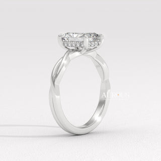 2.50CT Radiant Diamond Twisted Hidden Halo Moissanite Engagement Ring