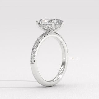 2.0CT Radiant Cut Diamond Pave Setting Moissanite Engagement Ring
