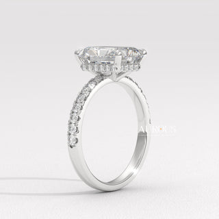 2.50CT Radiant Diamond Pave Setting Moissanite Engagement Ring