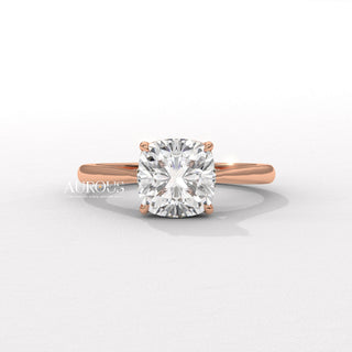 1.0CT Cushion Cut Hidden Halo Moissanite Engagement Ring