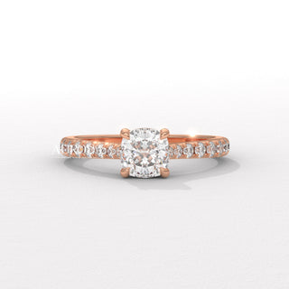1.0CT Cushion Diamond Pave Setting Moissanite Engagement Ring