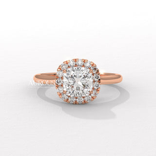 1.0CT Cushion Cut Halo Diamond Moissanite Engagement Ring
