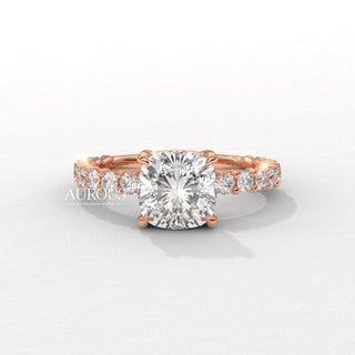 1.50CT Cushion Diamond Pave Setting Moissanite Engagement Ring