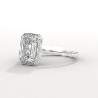 2.0CT Emerald Cut Diamond Halo Setting Moissanite Engagement Ring