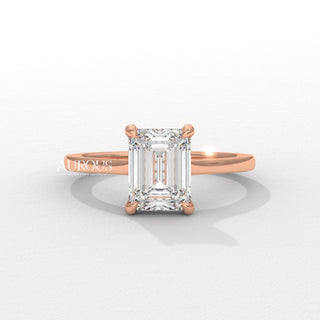 2.0CT Emerald Cut Diamond Hidden Halo Setting Moissanite Engagement Ring