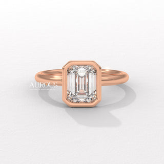 1.0CT Emerald Cut Diamond Bezel Setting Moissanite Engagement Ring