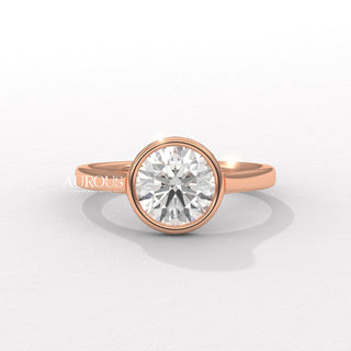 1.0CT Round Diamond Hidden Halo Bezel Setting Engagement Ring