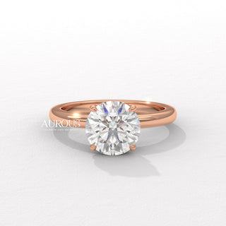 2.0CT Round Cut Hidden Diamond Moissanite Engagement Ring