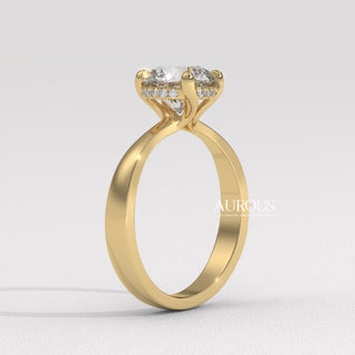 1.0CT Round Cut Diamond Hidden Halo Setting Moissanite Engagement Ring