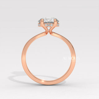 1.0CT Round Cut Diamond Hidden Halo Setting Moissanite Engagement Ring
