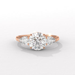 2.0CT Round Diamond Three Stone Unique Moissanite Engagement Ring