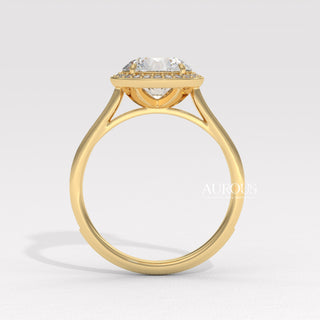 2.0CT Round Cut Halo Pave Setting Moissanite Diamond Engagement Ring