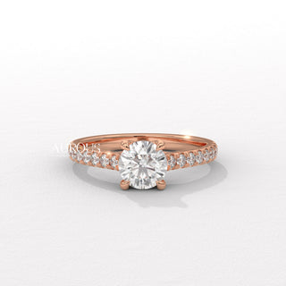 0.50CT Round Diamond Pave Setting Moissanite Engagement Ring