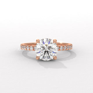 1.50CT Round Diamond Pave Setting Moissanite Engagement Ring