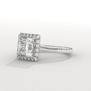 1.0CT Princess Cut Halo Setting Moissanite Engagement Ring
