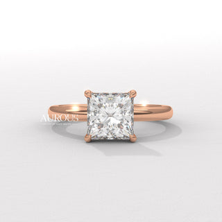 2.0CT Princess Cut Diamond Hidden Halo Setting Moissanite Engagement Ring