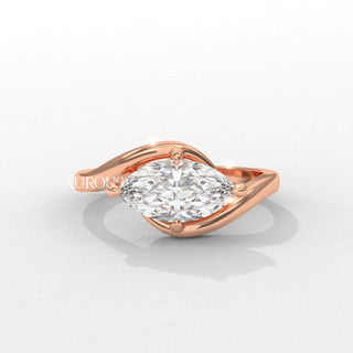 1.50CT East-West Marquise Diamond Unique Solitaire Engagement Ring