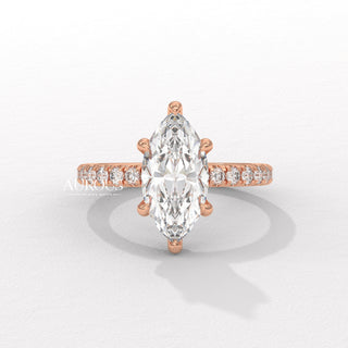 2.50CT Marquise Diamond Hidden Halo Moissanite Engagement Ring