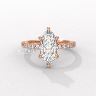 2.0CT Marquise Cut Pave Setting Moissanite Engagement Ring