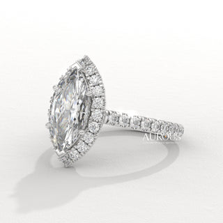 2.0CT Marquise Cut Halo Pave Setting Moissanite Engagement Ring