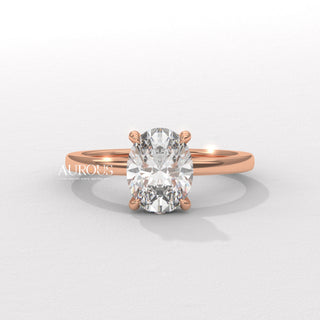 1.50CT Oval Diamond Hidden Halo Setting Moissanite Engagement Ring