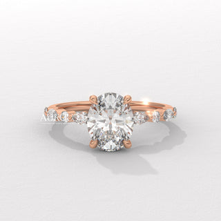 2.0CT Oval Diamond Pave Setting Moissanite Engagement Ring