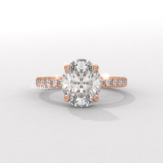 1.50CT Oval Diamond Pave Setting Moissanite Engagement Ring