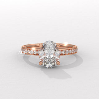 1.0CT Oval Diamond Pave Setting Moissanite Engagement Ring