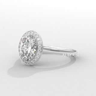 1.50CT Oval Cut Halo Setting Moissanite Engagement Ring