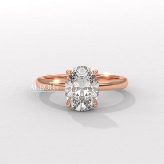 1.50CT Oval Diamond Hidden Halo Moissanite Engagement Ring