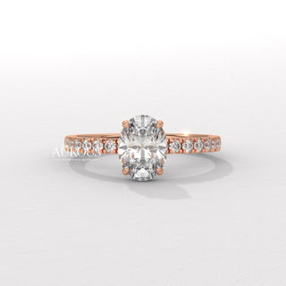 1.0CT Oval Diamond Pave Setting Moissanite Engagement Ring