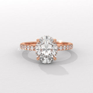 1.50CT Oval Diamond Hidden Halo Moissanite Engagement Ring