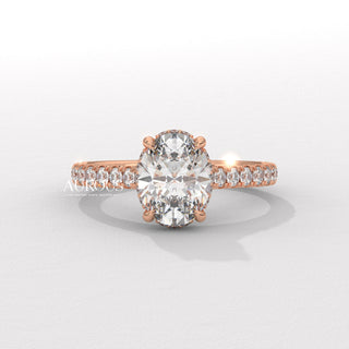 1.50CT Oval Diamond Hidden Halo Pave Setting Moissanite Engagement Ring